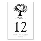 シンプル白黒モノグラムハートツリ結婚ーズ テーブルナンバー (正面)