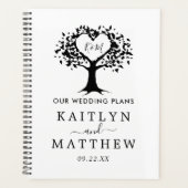 シンプル白黒モノグラムハートツリ結婚ーズ プランナー手帳 (正面)