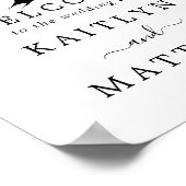 シンプル白黒モノグラムハートツリ結婚ーズ ポスター (角)