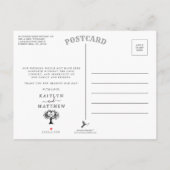 シンプル白黒モノグラムハートツリ結婚ーズ 案内ポストカード (裏面)