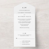 シンプル白黒モノグラムミニマリ結婚スト オールインワン招待状 (内側)