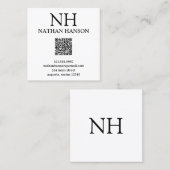 シンプル白黒モノグラムモダン スクエア名刺 (正面/裏面)