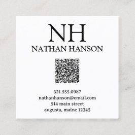 シンプル白黒モノグラムモダン スクエア名刺