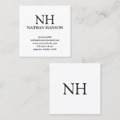 シンプル白黒モノグラムモダン スクエア名刺 (正面/裏面)