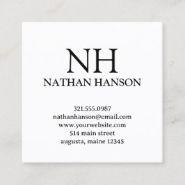 シンプル白黒モノグラムモダン スクエア名刺