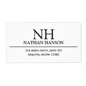 シンプル白黒モノグラムモダン ラベル (正面)