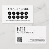 シンプル白黒モノグラムモダン ロイヤリティカード (正面/裏面)