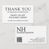 シンプル白黒モノグラムモダン 割引カード (正面/裏面)