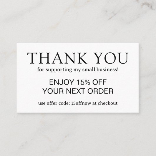 シンプル白黒モノグラムモダン 割引カード (正面)