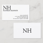 シンプル白黒モノグラムモダン 名刺 (正面/裏面)