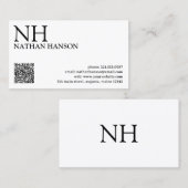 シンプル白黒モノグラムモダン 名刺 (正面/裏面)