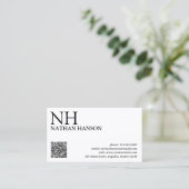 シンプル白黒モノグラムモダン 名刺 (スタンド正面)