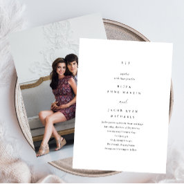 シンプル白黒モノグラム写結婚真 招待状