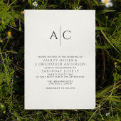 シンプル白黒モノグラム結婚ズ 招待状