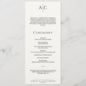 シンプル白黒モノグラム結婚式 プログラム (正面)