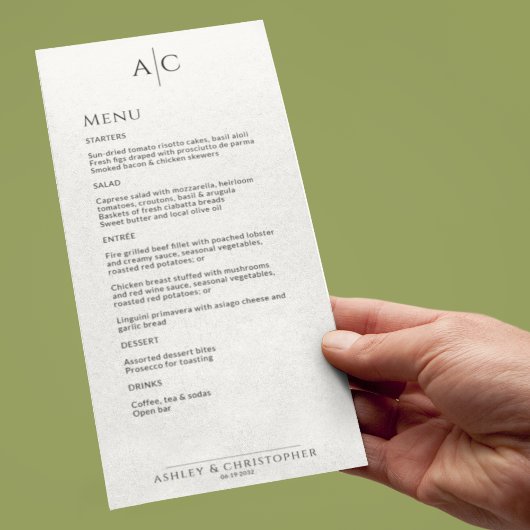 シンプル白黒モノグラム結婚披露宴 メニュー