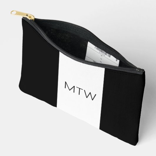 シンプル白黒モノグラム アクセサリーポーチ (見開き)