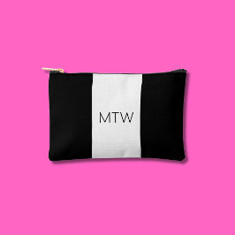 シンプル白黒モノグラム アクセサリーポーチ