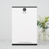 シンプル白黒モノグラム 便箋 (スタンド正面)