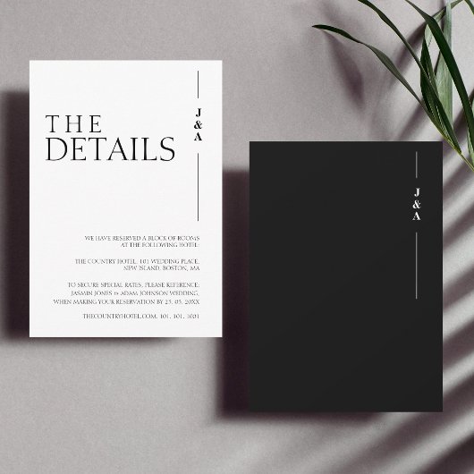 シンプル白黒モノグラ結婚ム詳細 エンクロージャーカード