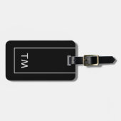 シンプル白黒ラインはっきりしたモノグラム ラゲッジタグ (正面横)