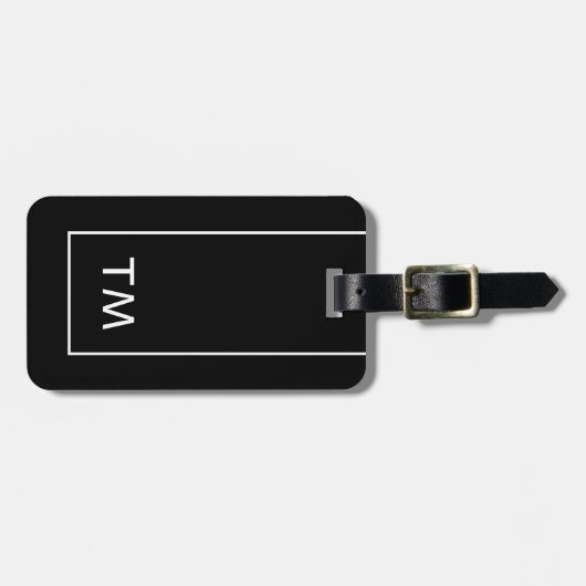 シンプル白黒ラインはっきりしたモノグラム ラゲッジタグ (正面横)