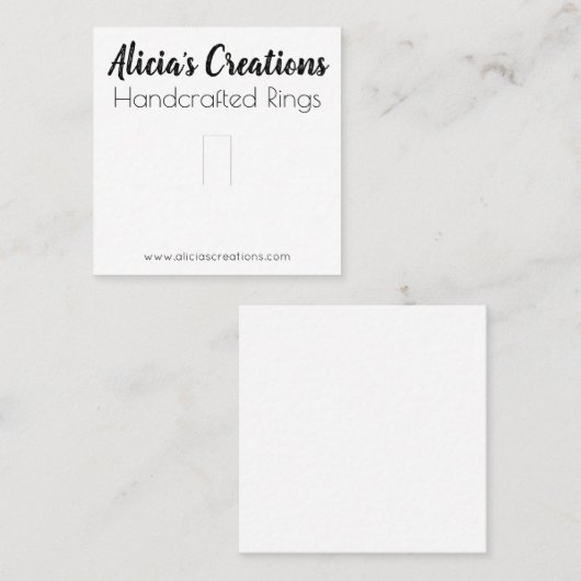 シンプル白黒リングや輪表示包装 スクエア名刺 (正面/裏面)