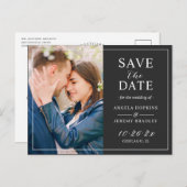 シンプル白黒レイアウト写真の保存日付 ポストカード (正面/裏面)