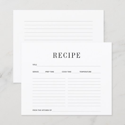 シンプル白黒レシピ (正面/裏面)