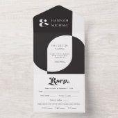 シンプル白黒レトロ オールインワン招待状 (内側)