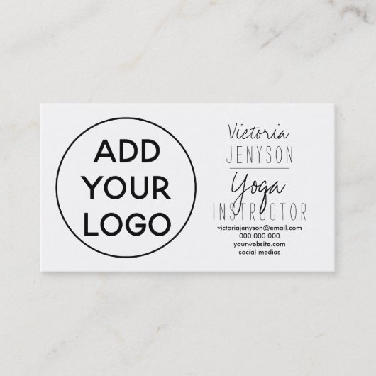 シンプル白黒ロゴヨガインストラクター 名刺 (正面)