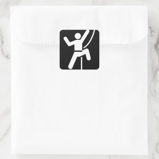 シンプル白黒ロック登山アイコン スクエアシール (バッグ)