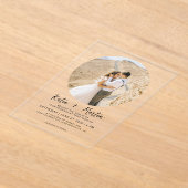 シンプル白黒丸結婚写真 アクリル招待状 (レイダウン)