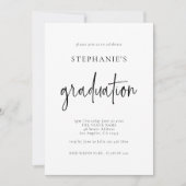 シンプル白黒任意のカラー卒業 招待状 (正面)