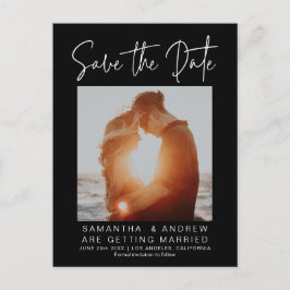 シンプル白黒保存日付のアップロード写真 案内ポストカード