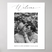 シンプル白黒写真の結婚歓迎サイン ポスター (正面)