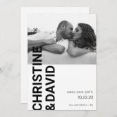 シンプル白黒写真カードを保存 サンキューカード (正面/裏面)