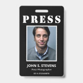 シンプル白黒写真プレスID バッジ (表面)