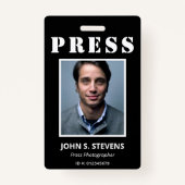 シンプル白黒写真プレスID バッジ (正面)