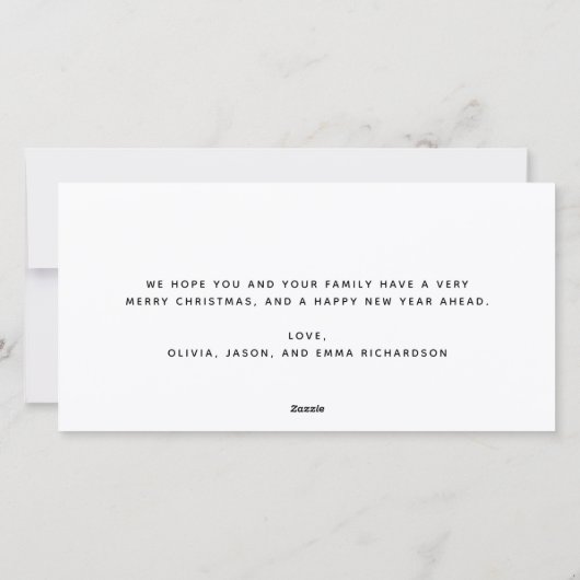 シンプル白黒写真メリー数々のクリスマス シーズンカード (裏面)