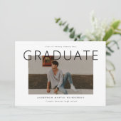 シンプル白黒写真モダン卒業 案内状 (スタンド正面)