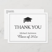 シンプル白黒卒業ありがとう ポストカード (正面/裏面)