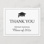 シンプル白黒卒業ありがとう ポストカード (正面)