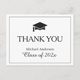 シンプル白黒卒業ありがとう ポストカード