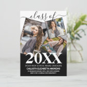 シンプル白黒卒業グラデーション写真コラージュ 案内状 (スタンド正面)