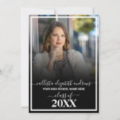 シンプル白黒卒業グラデーション写真コラージュ 案内状 (裏面)