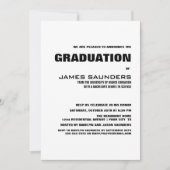 シンプル白黒卒業パーティー 招待状 (正面)