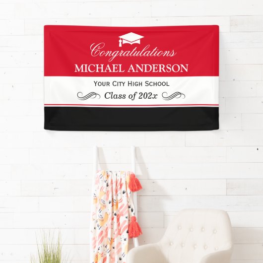 シンプル白黒卒業パーティー 横断幕 (インサイチュ)