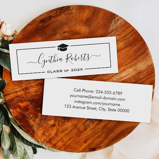 シンプル白黒卒業挿入カード コーリングカード