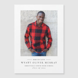 シンプル白黒卒業発表用磁石